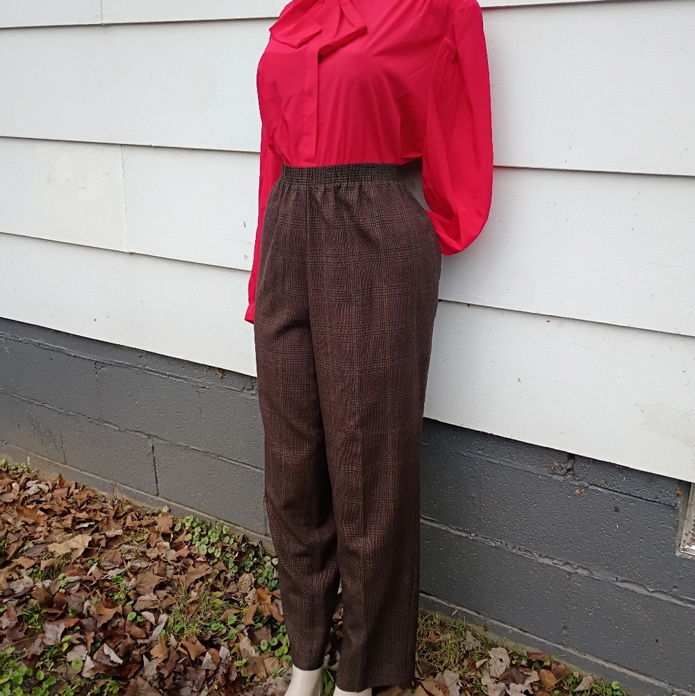 Vintage Chocolate Cherry Plaid Pants